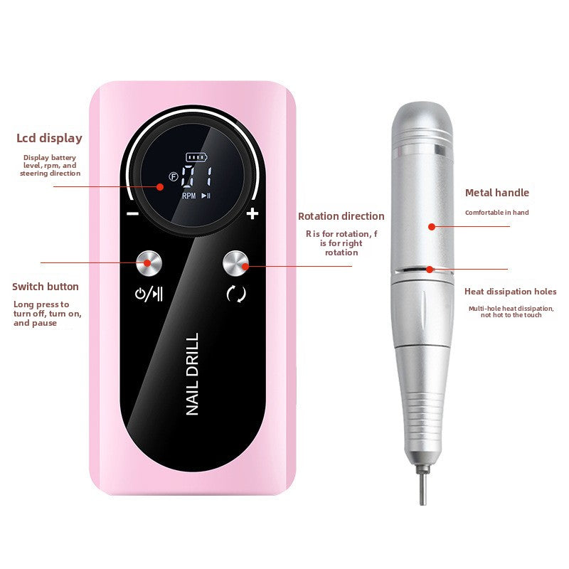 Rechargeable Nail Polisher 45000 RPM Portable Nail Grinder