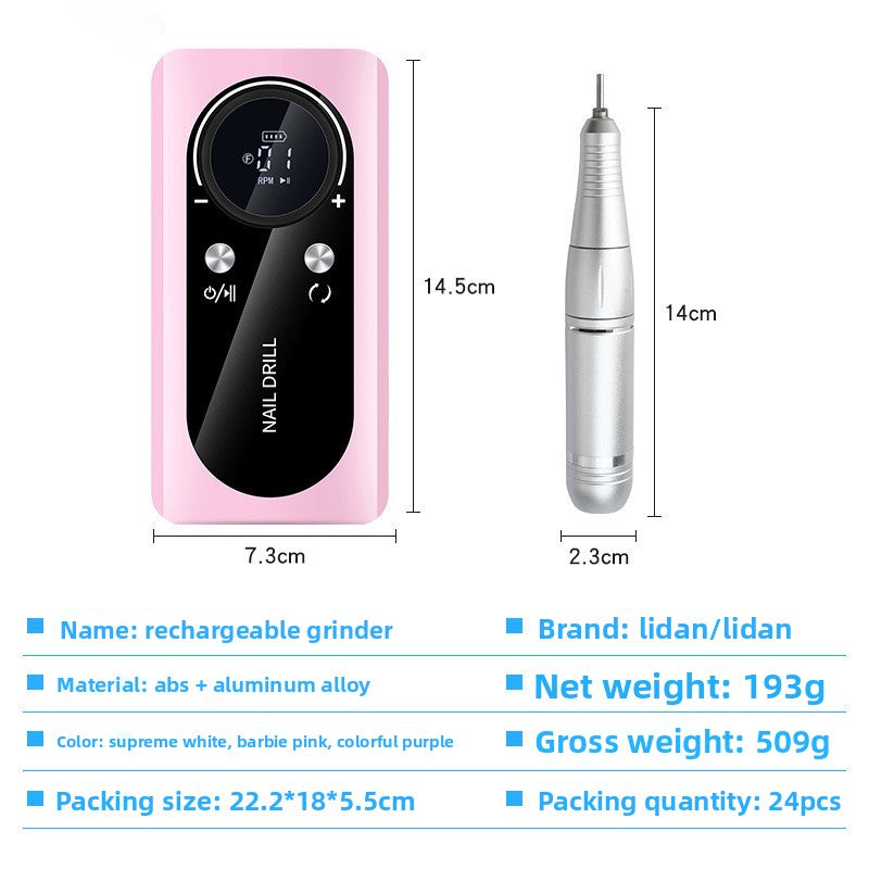 Rechargeable Nail Polisher 45000 RPM Portable Nail Grinder